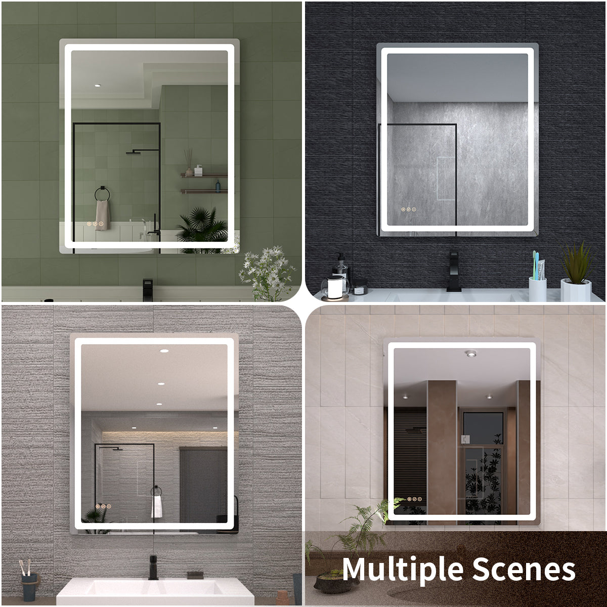 TaiMei LED Bathroom Vanity Mirror Round Corner Anti-Fog Brightness Adjustable High-Definition ETL Certified