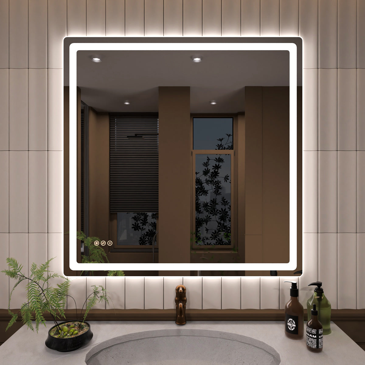 TaiMei LED Bathroom Vanity Mirror Round Corner Anti-Fog Brightness Adjustable High-Definition ETL Certified