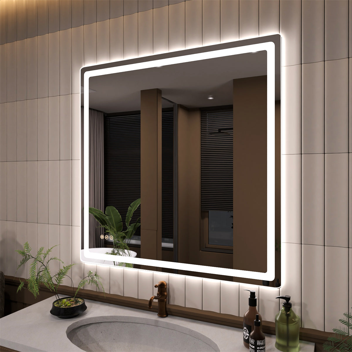TaiMei LED Bathroom Vanity Mirror Round Corner Anti-Fog Brightness Adjustable High-Definition ETL Certified
