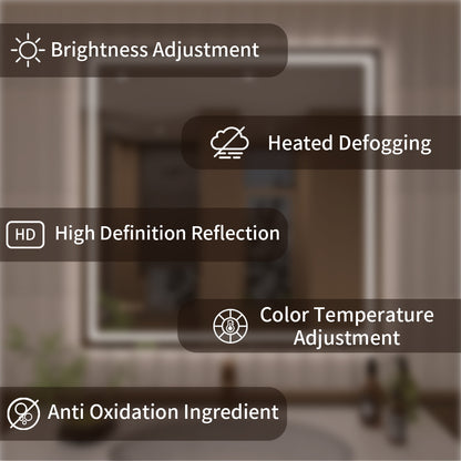 TaiMei LED Bathroom Vanity Mirror Round Corner Anti-Fog Brightness Adjustable High-Definition ETL Certified