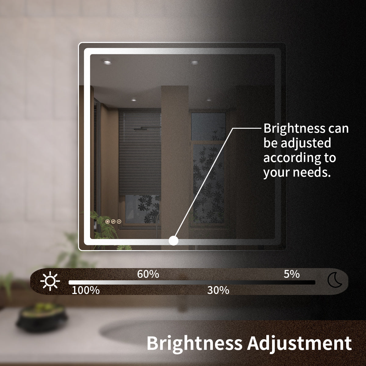TaiMei LED Bathroom Vanity Mirror Round Corner Anti-Fog Brightness Adjustable High-Definition ETL Certified