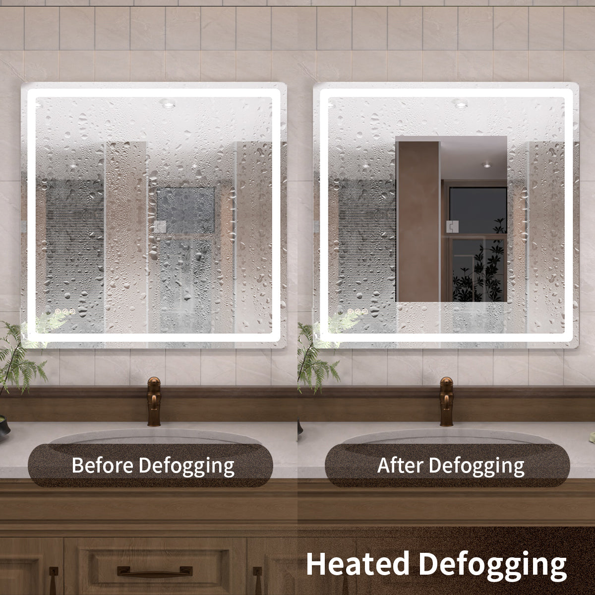 TaiMei LED Bathroom Vanity Mirror Round Corner Anti-Fog Brightness Adjustable High-Definition ETL Certified