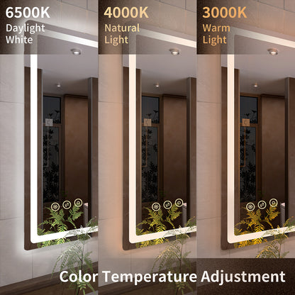 TaiMei LED Bathroom Vanity Mirror Round Corner Anti-Fog Brightness Adjustable High-Definition ETL Certified