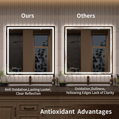 TaiMei LED Bathroom Vanity Mirror Round Corner Anti-Fog Brightness Adjustable High-Definition ETL Certified