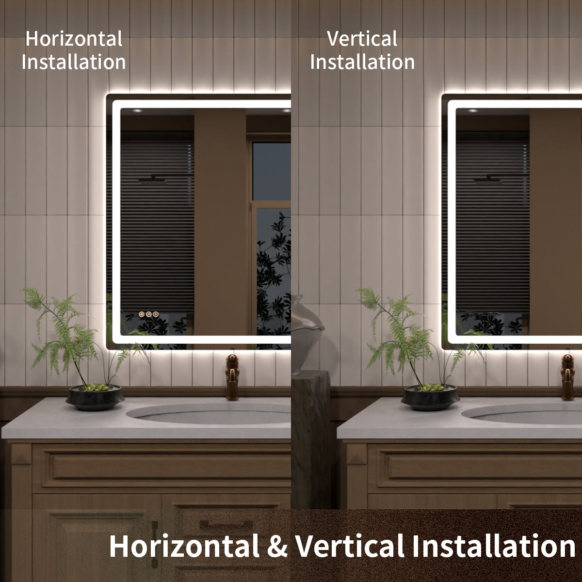 TaiMei LED Bathroom Vanity Mirror Round Corner Anti-Fog Brightness Adjustable High-Definition ETL Certified