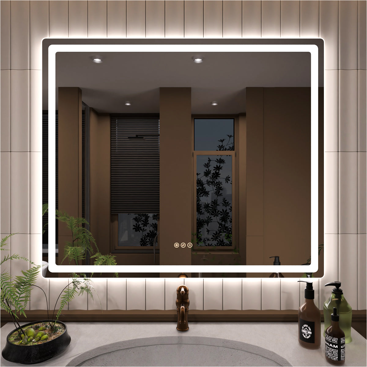 TaiMei LED Bathroom Vanity Mirror Round Corner Anti-Fog Brightness Adjustable High-Definition ETL Certified