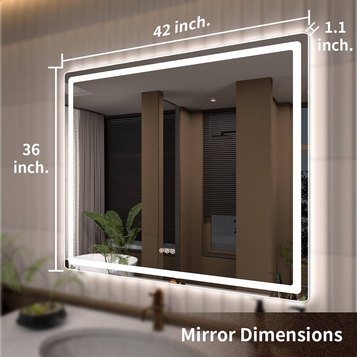 TaiMei LED Bathroom Vanity Mirror Round Corner Anti-Fog Brightness Adjustable High-Definition ETL Certified