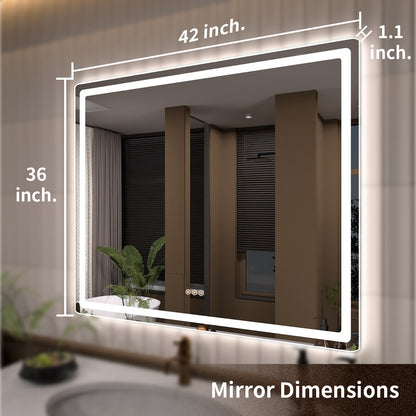 TaiMei LED Bathroom Vanity Mirror Round Corner Anti-Fog Brightness Adjustable High-Definition ETL Certified