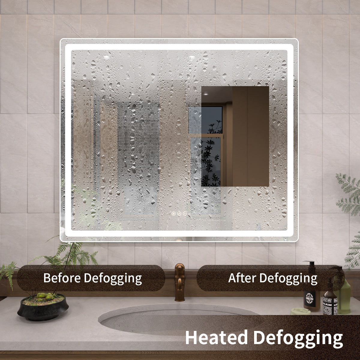 TaiMei LED Bathroom Vanity Mirror Round Corner Anti-Fog Brightness Adjustable High-Definition ETL Certified