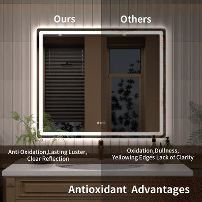 TaiMei LED Bathroom Vanity Mirror Round Corner Anti-Fog Brightness Adjustable High-Definition ETL Certified