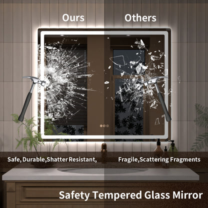 TaiMei LED Bathroom Vanity Mirror Round Corner Anti-Fog Brightness Adjustable High-Definition ETL Certified