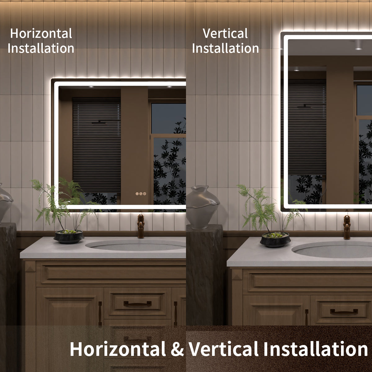 TaiMei LED Bathroom Vanity Mirror Round Corner Anti-Fog Brightness Adjustable High-Definition ETL Certified