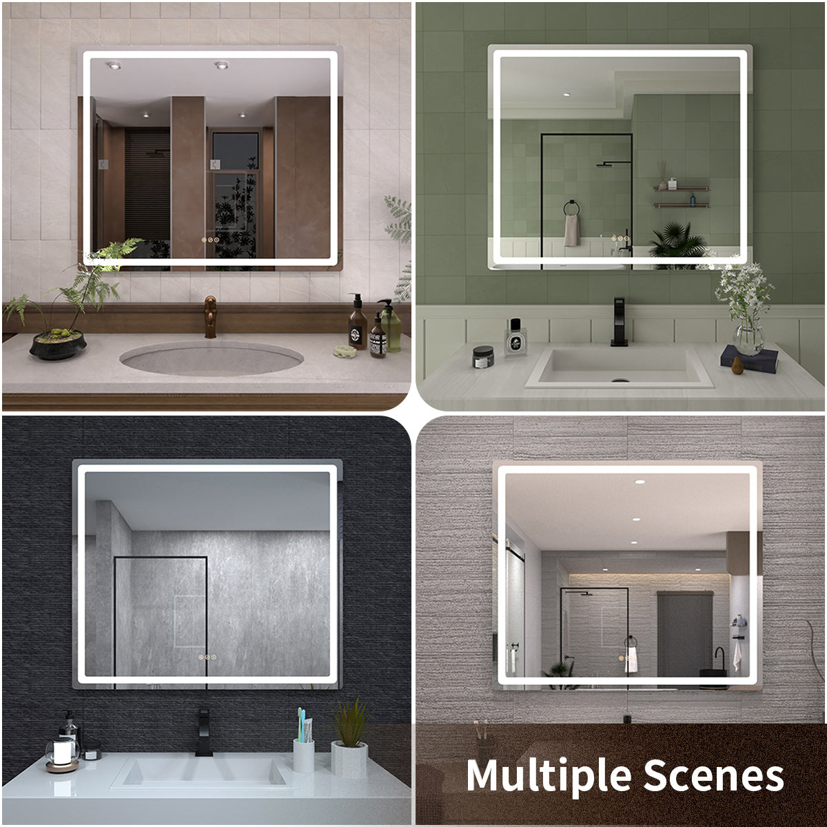 TaiMei LED Bathroom Vanity Mirror Round Corner Anti-Fog Brightness Adjustable High-Definition ETL Certified