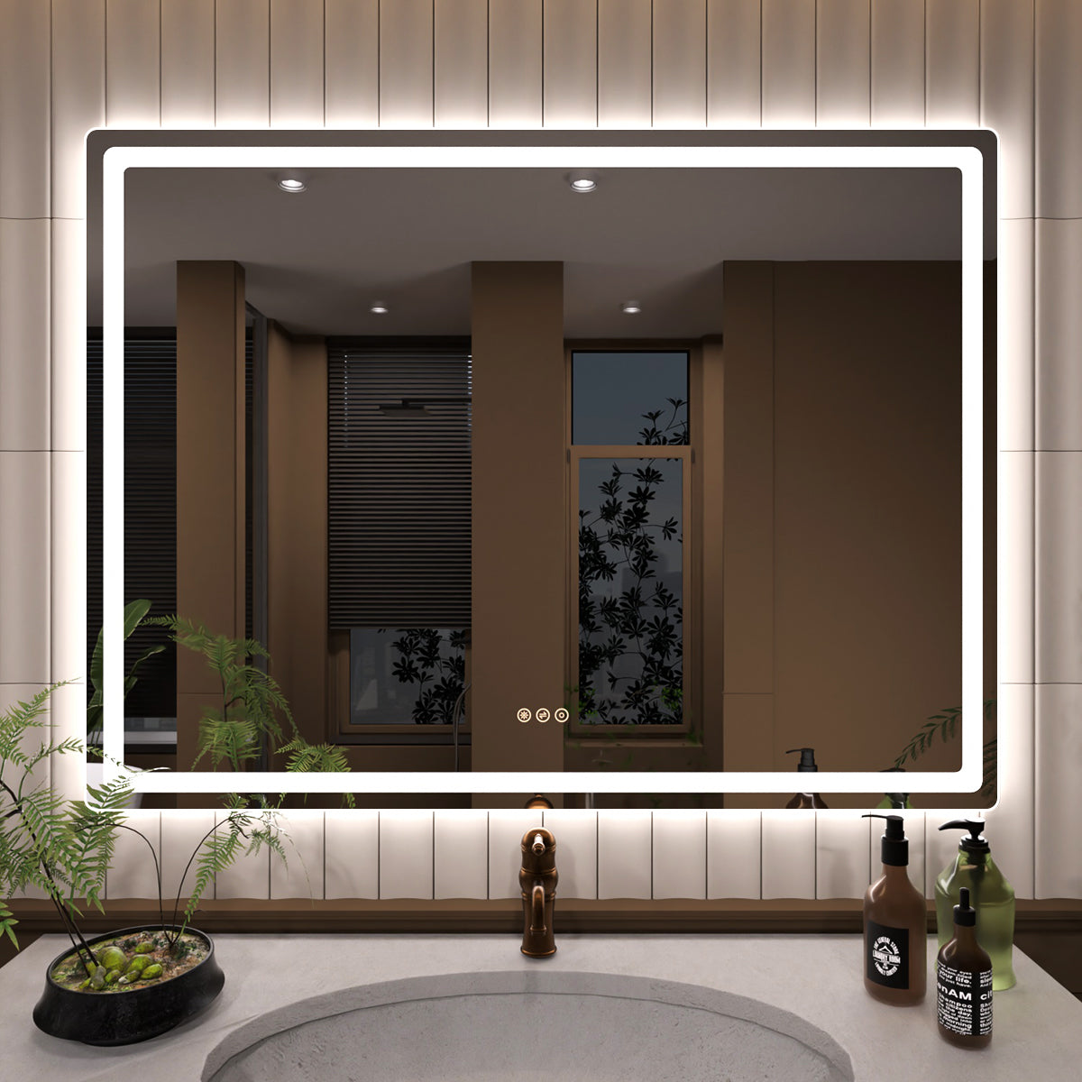 TaiMei LED Bathroom Vanity Mirror Round Corner Anti-Fog Brightness Adjustable High-Definition ETL Certified
