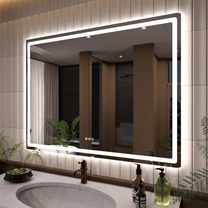 TaiMei LED Bathroom Vanity Mirror Round Corner Anti-Fog Brightness Adjustable High-Definition ETL Certified