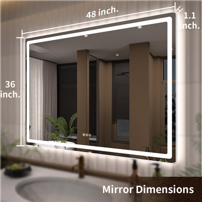TaiMei LED Bathroom Vanity Mirror Round Corner Anti-Fog Brightness Adjustable High-Definition ETL Certified