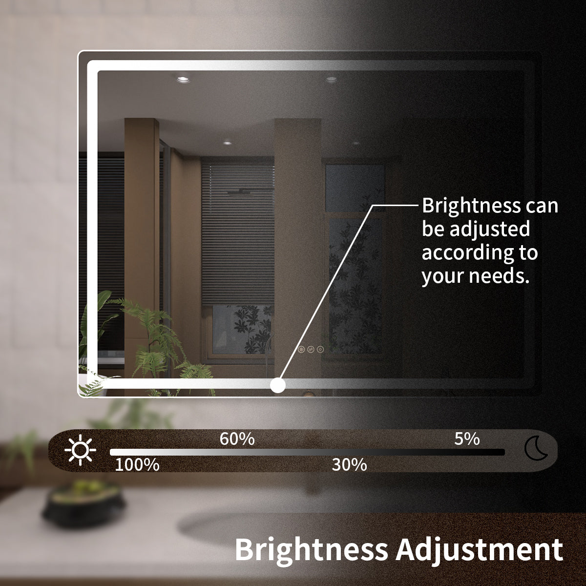 TaiMei LED Bathroom Vanity Mirror Round Corner Anti-Fog Brightness Adjustable High-Definition ETL Certified