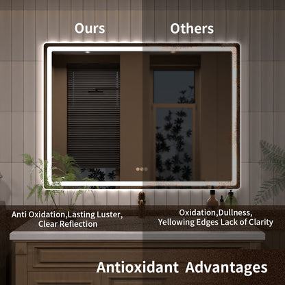 TaiMei LED Bathroom Vanity Mirror Round Corner Anti-Fog Brightness Adjustable High-Definition ETL Certified