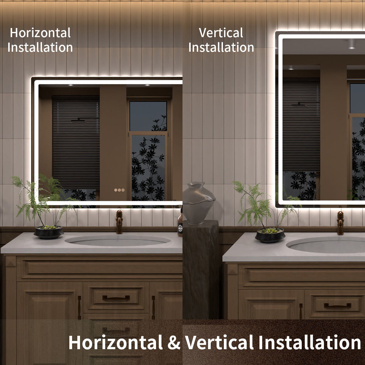 TaiMei LED Bathroom Vanity Mirror Round Corner Anti-Fog Brightness Adjustable High-Definition ETL Certified