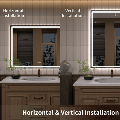 TaiMei LED Bathroom Vanity Mirror Round Corner Anti-Fog Brightness Adjustable High-Definition ETL Certified