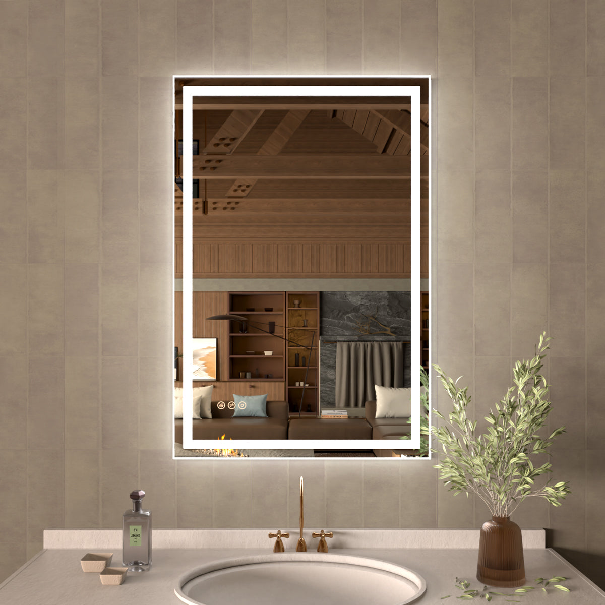 36 in. W x 36 in. H Rectangular Frameless LED Wall Bathroom Vanity Mirror