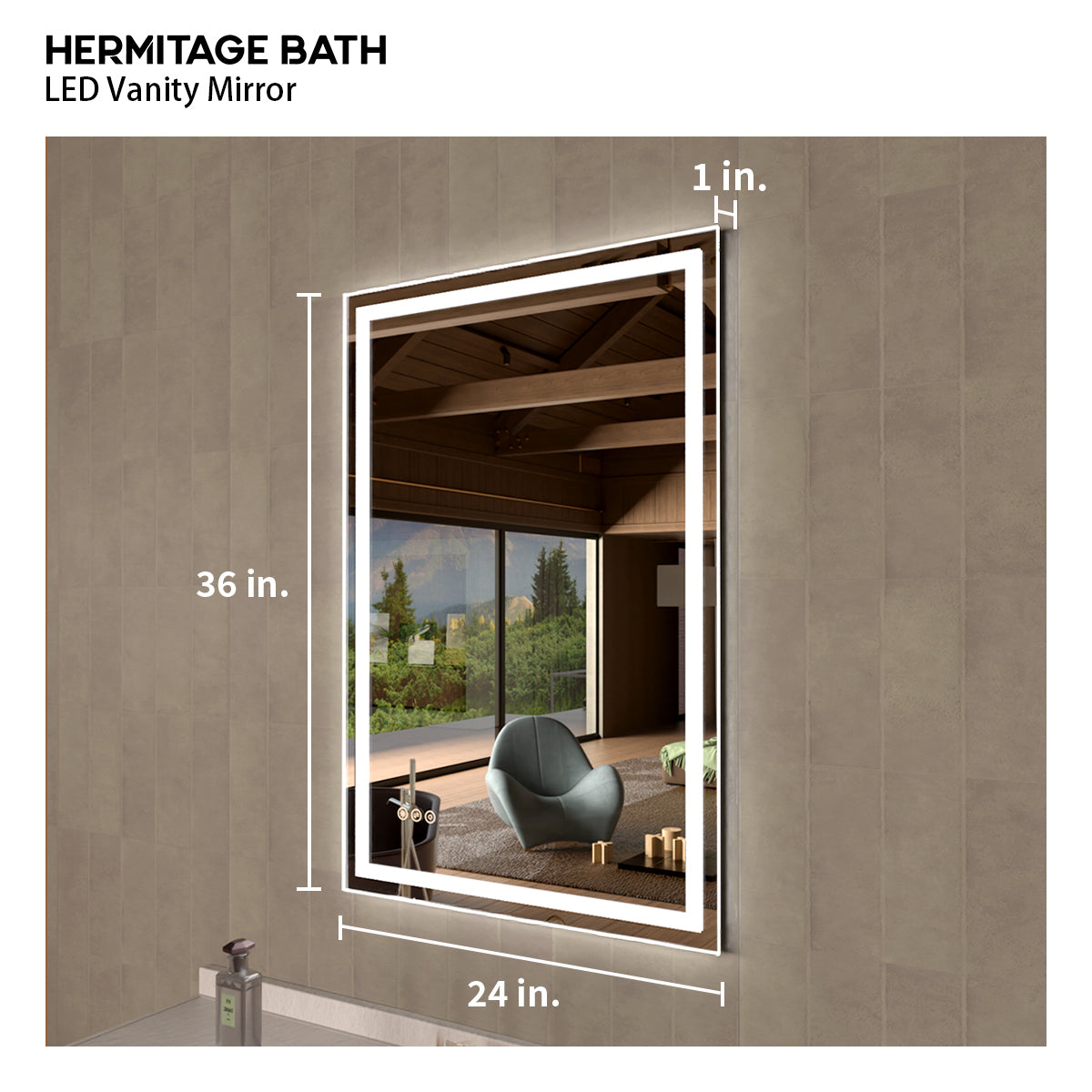 36 in. W x 36 in. H Rectangular Frameless LED Wall Bathroom Vanity Mirror