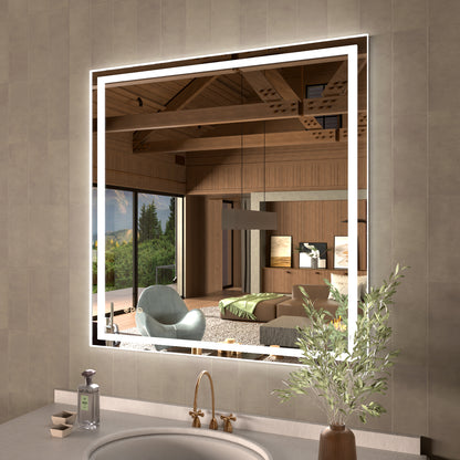 42 in. W x 36 in. H Rectangular Frameless LED Wall Bathroom Vanity Mirror