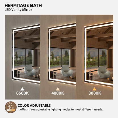 42 in. W x 36 in. H Rectangular Frameless LED Wall Bathroom Vanity Mirror