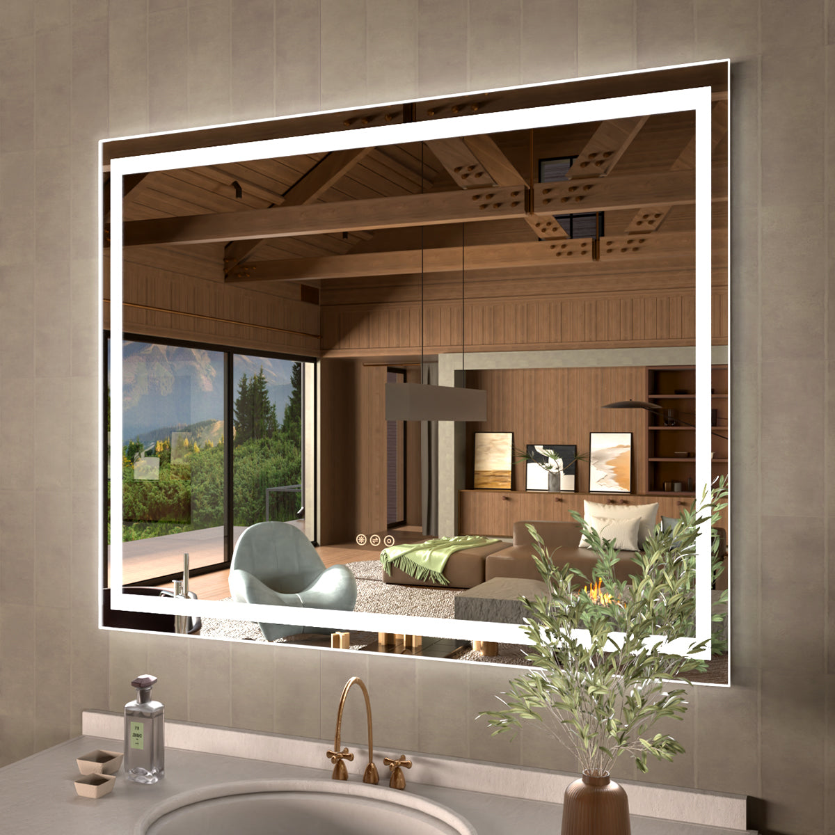 36 in. W x 36 in. H Rectangular Frameless LED Wall Bathroom Vanity Mirror