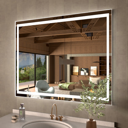 42 in. W x 36 in. H Rectangular Frameless LED Wall Bathroom Vanity Mirror