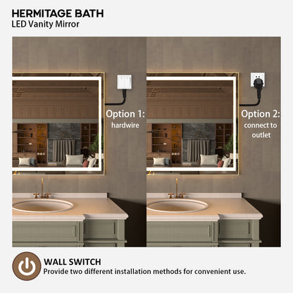 36 in. W x 36 in. H Rectangular Frameless LED Wall Bathroom Vanity Mirror