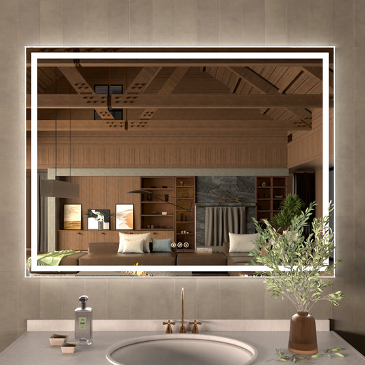 48 in. W x 36 in. H Rectangular Frameless LED Wall Bathroom Vanity Mirror