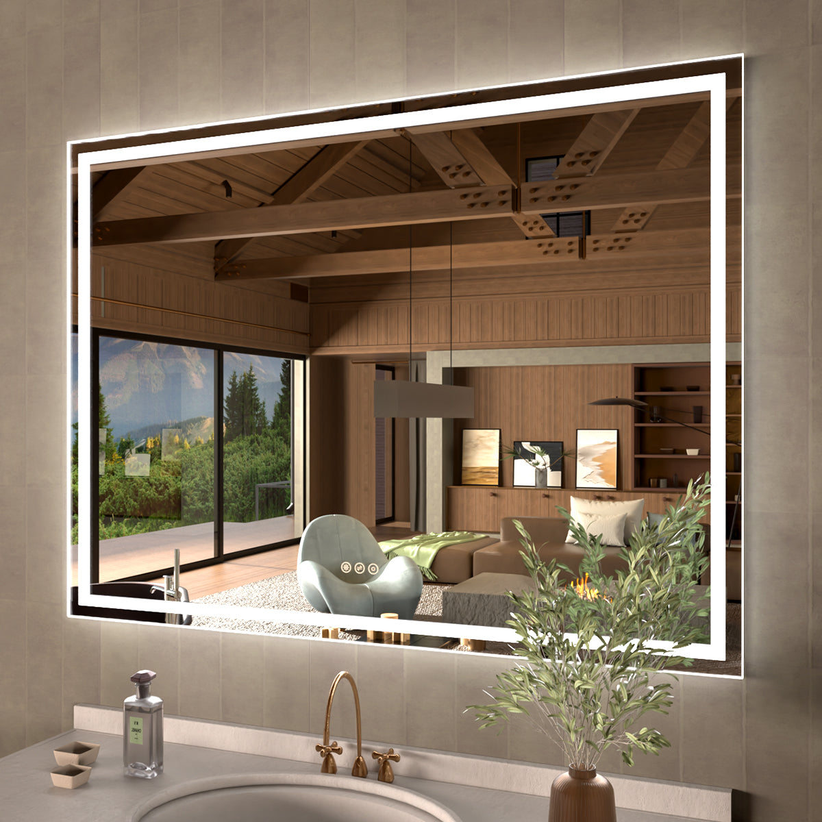 36 in. W x 36 in. H Rectangular Frameless LED Wall Bathroom Vanity Mirror