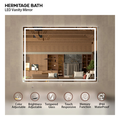 48 in. W x 36 in. H Rectangular Frameless LED Wall Bathroom Vanity Mirror
