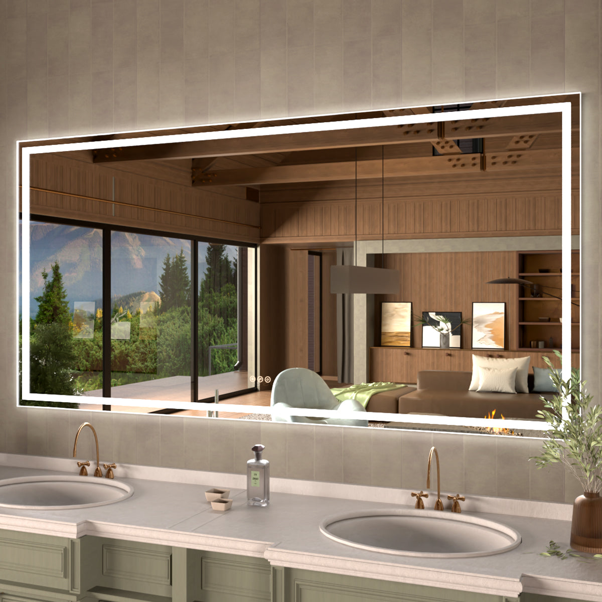 36 in. W x 36 in. H Rectangular Frameless LED Wall Bathroom Vanity Mirror