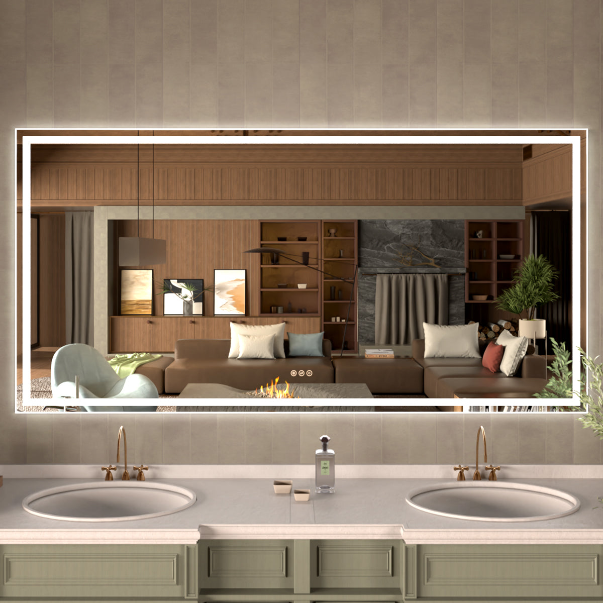 36 in. W x 36 in. H Rectangular Frameless LED Wall Bathroom Vanity Mirror