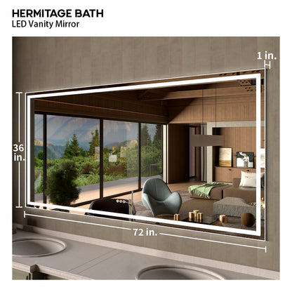 36 in. W x 36 in. H Rectangular Frameless LED Wall Bathroom Vanity Mirror