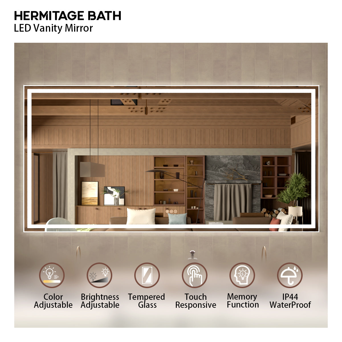 36 in. W x 36 in. H Rectangular Frameless LED Wall Bathroom Vanity Mirror
