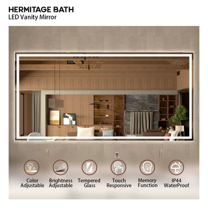 36 in. W x 36 in. H Rectangular Frameless LED Wall Bathroom Vanity Mirror