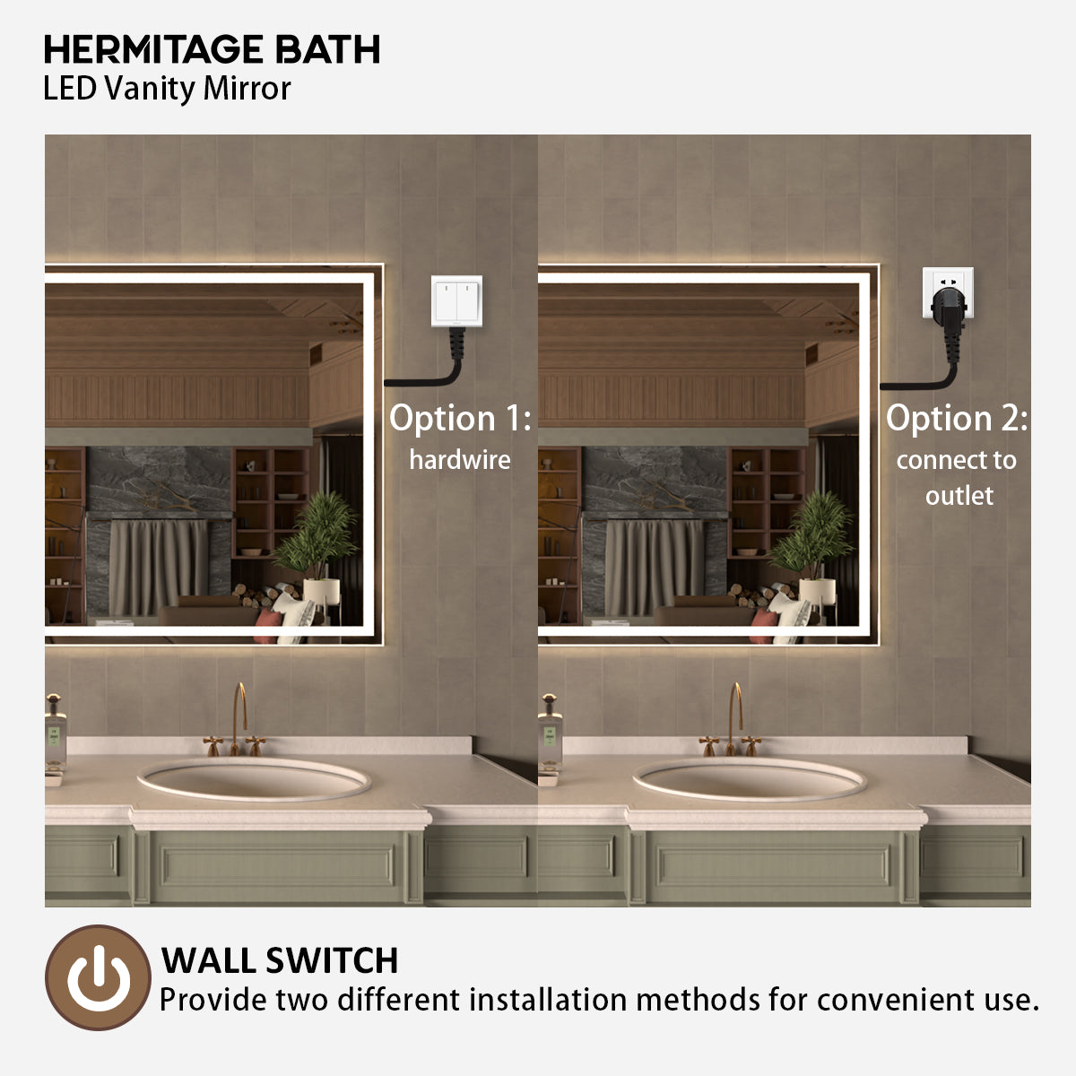 36 in. W x 36 in. H Rectangular Frameless LED Wall Bathroom Vanity Mirror
