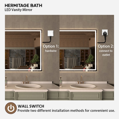 36 in. W x 36 in. H Rectangular Frameless LED Wall Bathroom Vanity Mirror