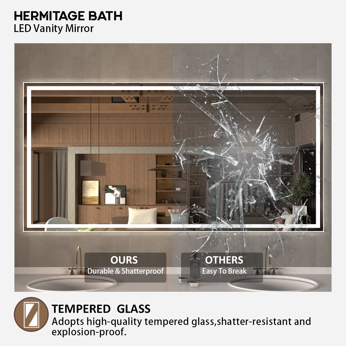 36 in. W x 36 in. H Rectangular Frameless LED Wall Bathroom Vanity Mirror