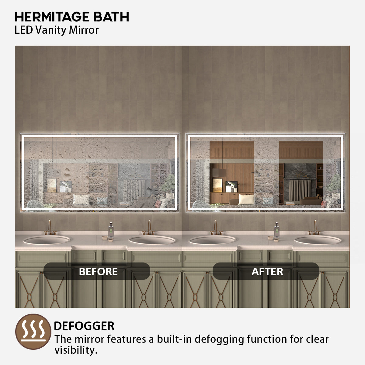 36 in. W x 36 in. H Rectangular Frameless LED Wall Bathroom Vanity Mirror
