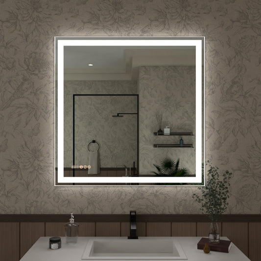 S Swarm 36 in. W x 36 in. H Rectangular Frameless Radar LED Wall Bathroom Vanity Mirror
