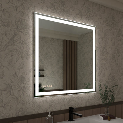 Swarm 48 in. W x 36 in. H Rectangular Frameless Radar LED Wall Bathroom Vanity Mirror