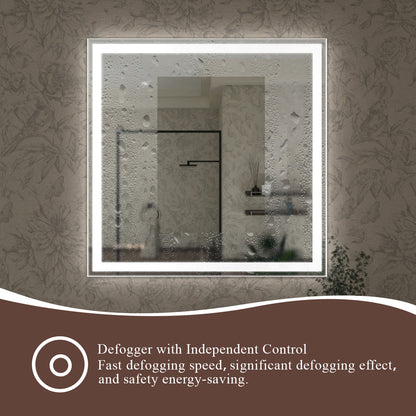 Swarm 48 in. W x 36 in. H Rectangular Frameless Radar LED Wall Bathroom Vanity Mirror