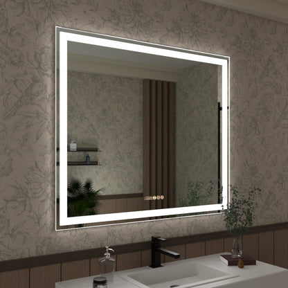 Swarm 48 in. W x 36 in. H Rectangular Frameless Radar LED Wall Bathroom Vanity Mirror