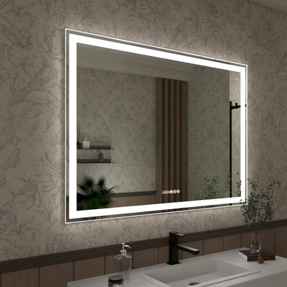 Swarm 24 in. W x 36 in. H Rectangular Frameless Radar LED Wall Bathroom Vanity Mirror