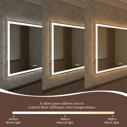 Swarm 30 in. W x 36 in. H Rectangular Frameless Radar LED Wall Bathroom Vanity Mirror