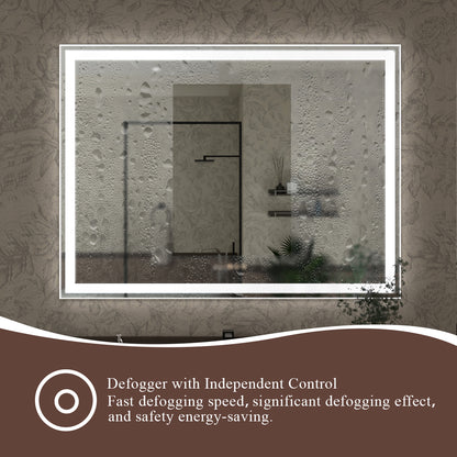 Swarm 30 in. W x 36 in. H Rectangular Frameless Radar LED Wall Bathroom Vanity Mirror
